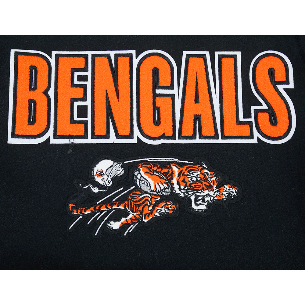 NFL CINCINNATI BENGALS RETRO CLASSIC TODDLER BOYS RIB WOOL VARSITY JACKET (BLACK/ORANGE) - Image 8
