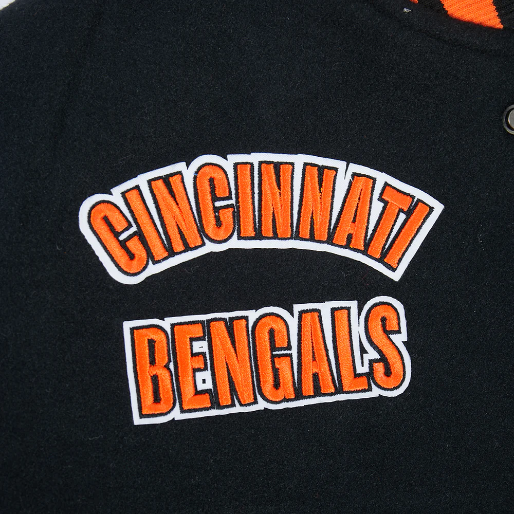 NFL CINCINNATI BENGALS RETRO CLASSIC TODDLER BOYS RIB WOOL VARSITY JACKET (BLACK/ORANGE) - Image 9