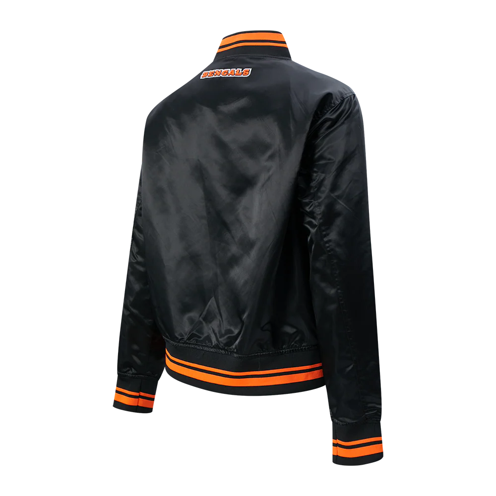 NFL CINCINNATI BENGALS SCRIPT TAIL WOMEN'S SATIN JACKET (BLACK/ORANGE) - Image 13