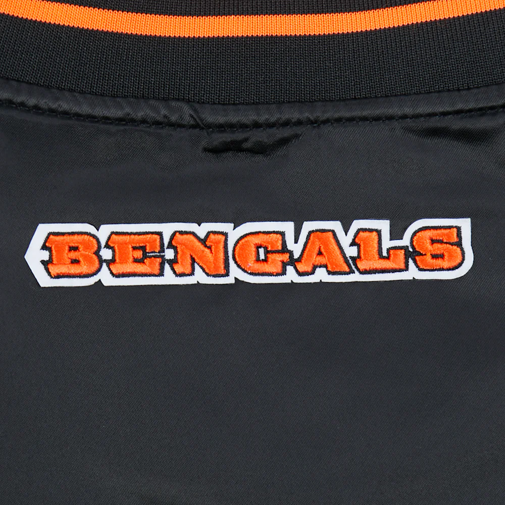 NFL CINCINNATI BENGALS SCRIPT TAIL WOMEN'S SATIN JACKET (BLACK/ORANGE) - Image 15