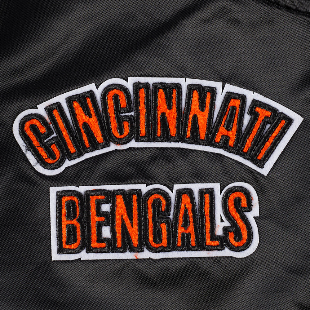 NFL CINCINNATI BENGALS RETRO CLASSIC WOMEN'S RIB SATIN JACKET (BLACK/ORANGE) - Image 6