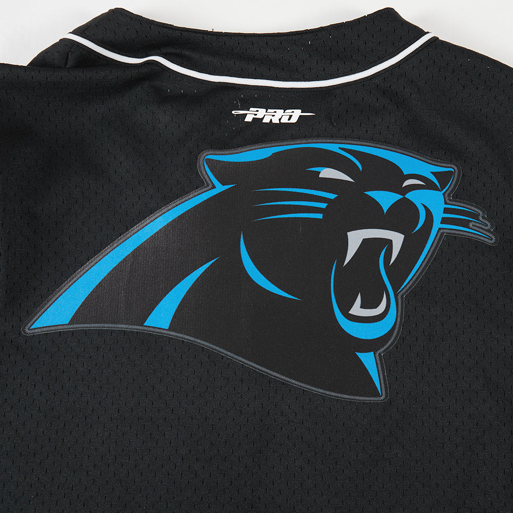 NFL CAROLINA PANTHERS SCRIPT TAIL MEN'S MESH BUTTON DOWN SHIRT (BLACK) - Image 18