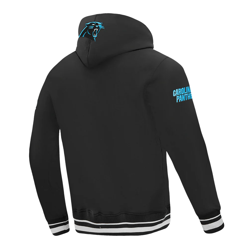 NFL CAROLINA PANTHERS SCRIPT TAIL MEN'S RIB FLC PO HOODIE (BLACK) - Image 6