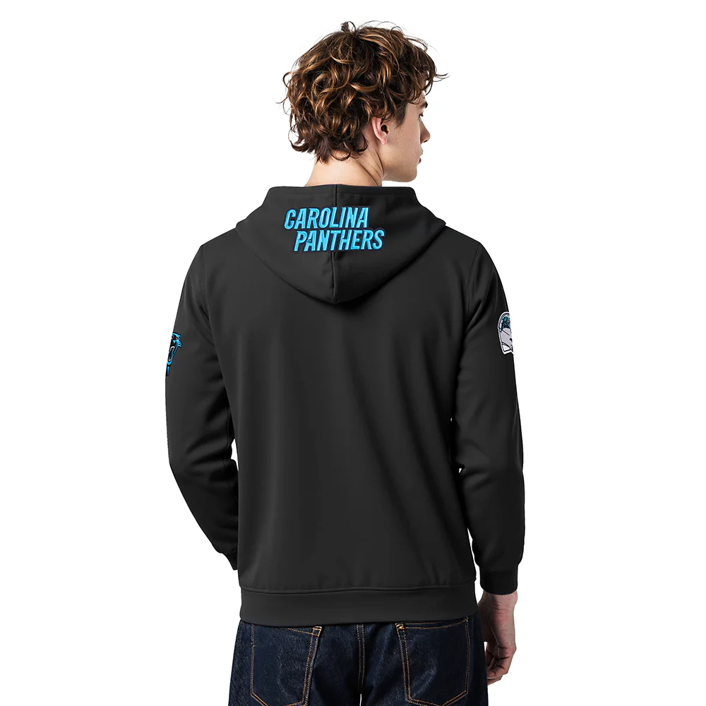 NFL CAROLINA PANTHERS OLD ENGLISH MEN'S PO HOODIE (BLACK) - Image 2