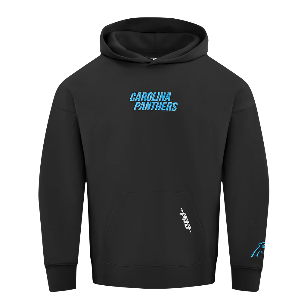 NFL CAROLINA PANTHERS WINGSPAN MEN'S DROP SHOULDER FLC PO HOODIE (BLACK) - Image 3