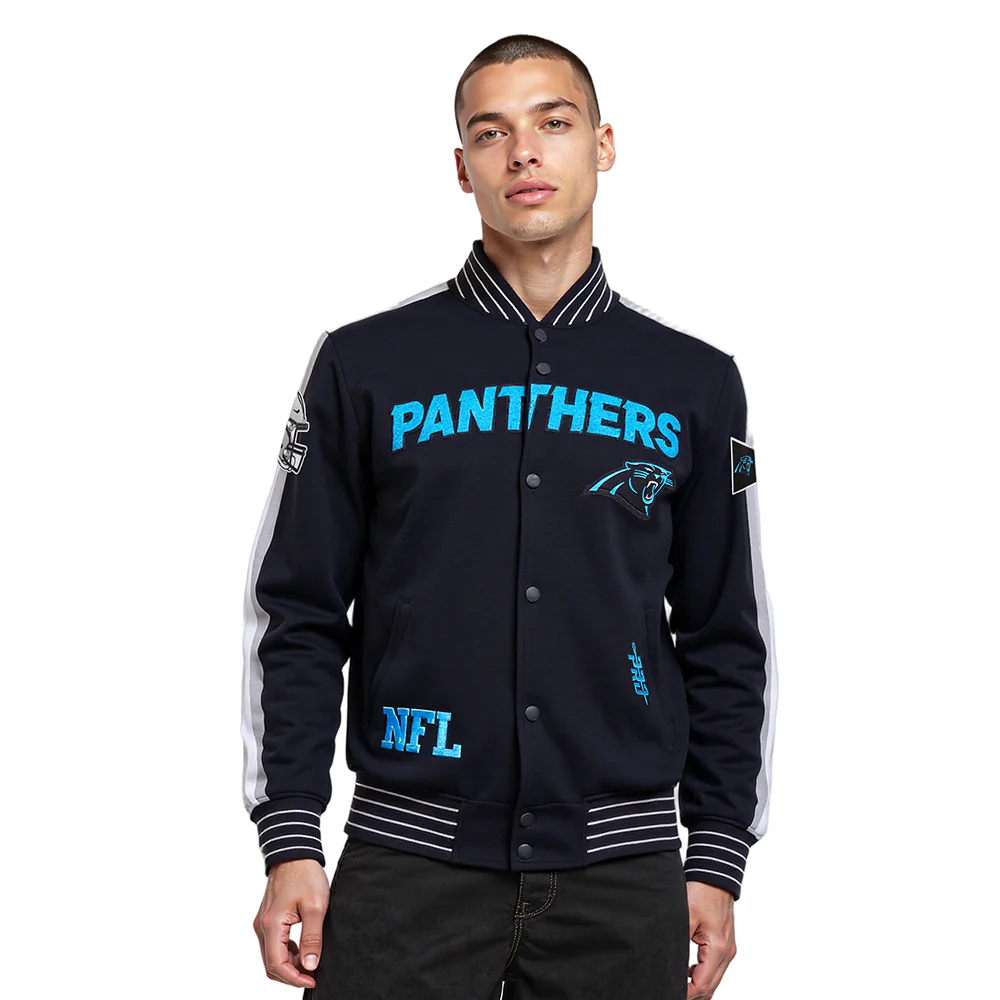 NFL CAROLINA PANTHERS PRO GAME DAY MEN'S DBL KNIT JACKET (BLACK/SILVER/WHITE) - Image 10