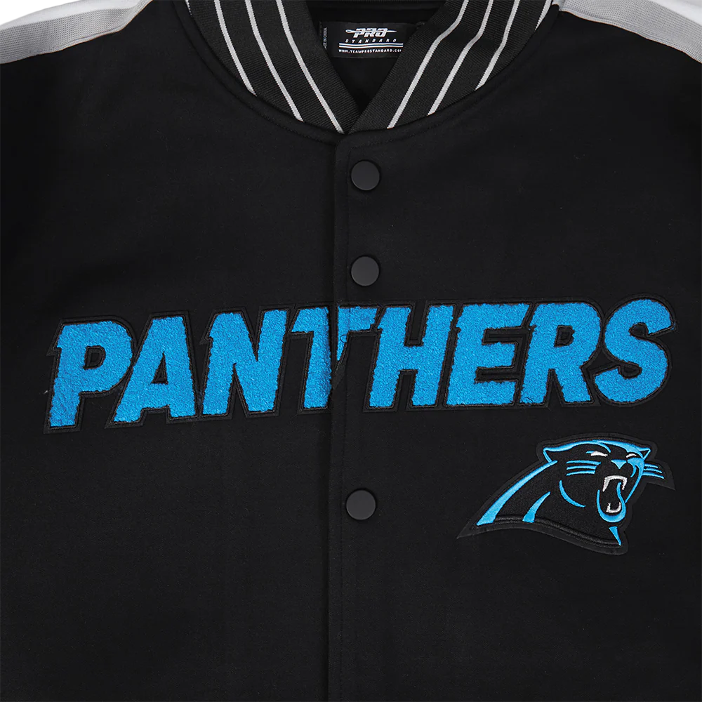 NFL CAROLINA PANTHERS PRO GAME DAY MEN'S DBL KNIT JACKET (BLACK/SILVER/WHITE) - Image 15