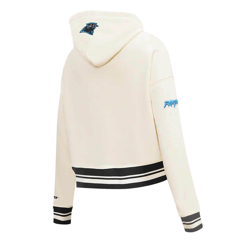 NFL CAROLINA PANTHERS RETRO CLASSIC WOMEN'S RIB CROPPED PO HOODIE (EGGSHELL/ BLACK) - Image 13
