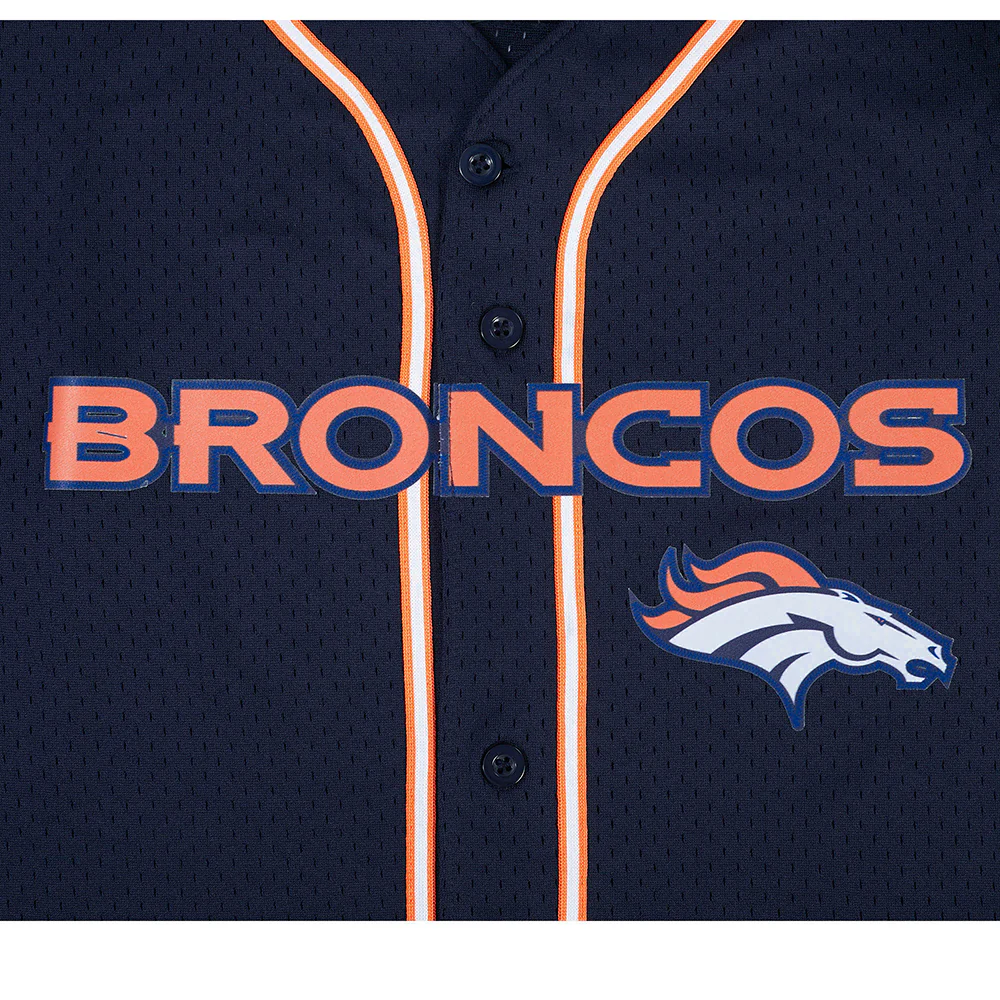 NFL DENVER BRONCOS LOGO MESH BUTTON UP SHIRT (MIDNIGHT NAVY/ORANGE) - Image 7