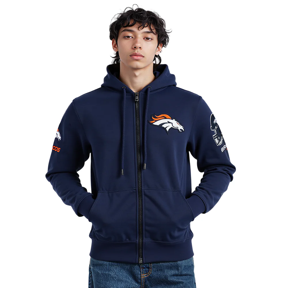 NFL DENVER BRONCOS CLASSIC CHENILLE ZIP PO HOODIE (MIDNIGHT NAVY) - Image 9