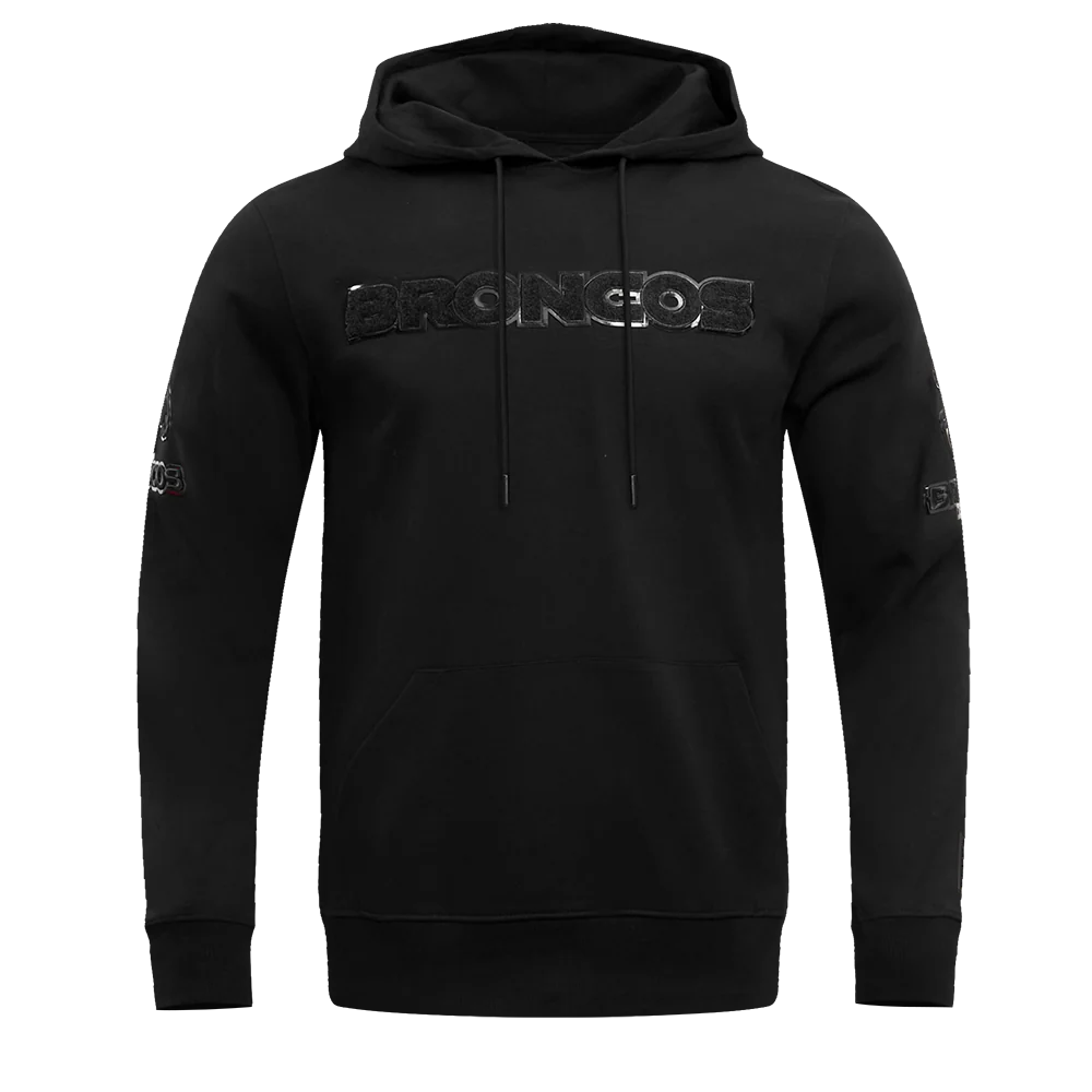 NFL DENVER BRONCOS TRIPLE BLACK MEN'S DOUBLE KNIT PULLOVER HOODIE (TRIPLE BLACK MEN'S) - Image 3
