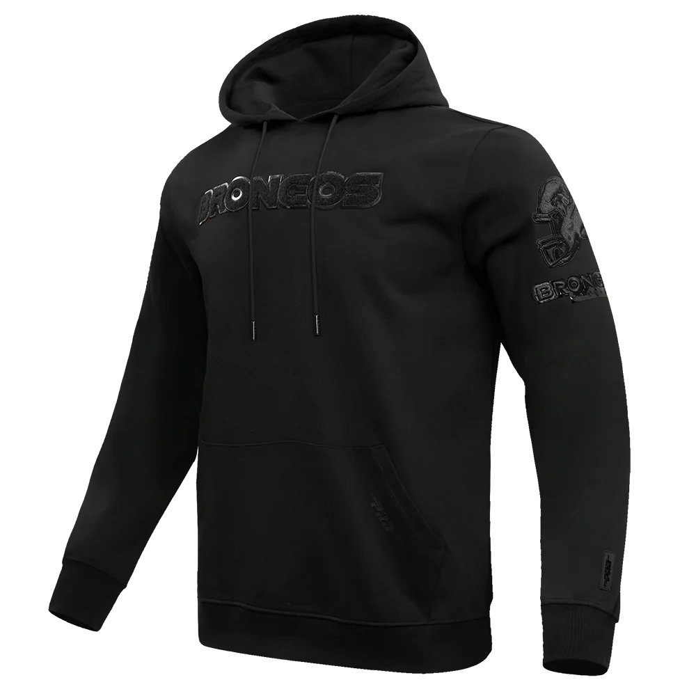NFL DENVER BRONCOS TRIPLE BLACK MEN'S DOUBLE KNIT PULLOVER HOODIE (TRIPLE BLACK MEN'S) - Image 4