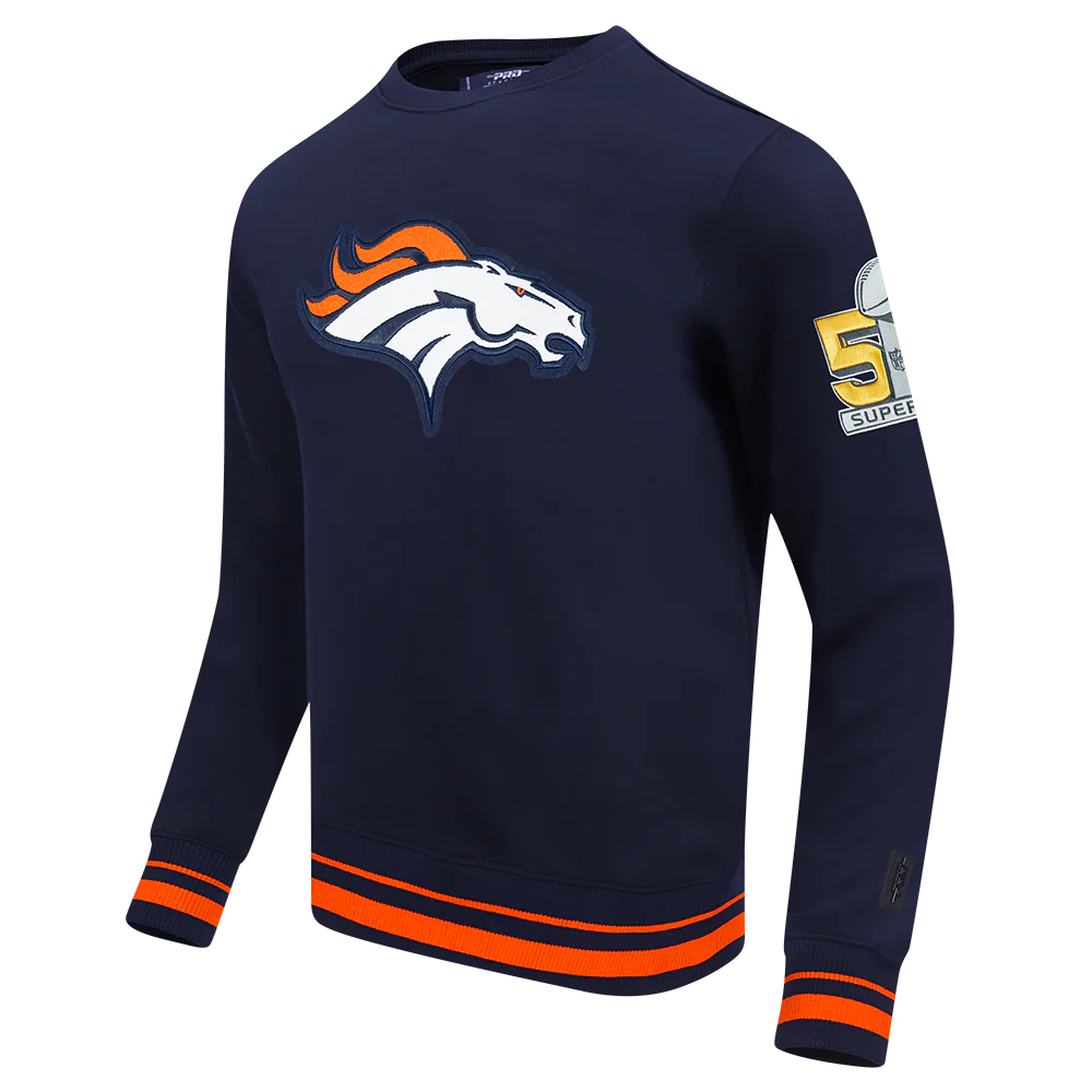 NFL DENVER BRONCOS MASHUP MEN'S RIB CREWNECK (MIDNIGHT NAVY/ORANGE/MIDNIGHT NAVY) - Image 3