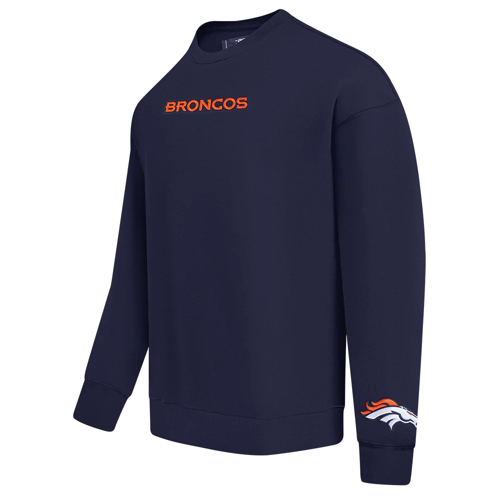 NFL DENVER BRONCOS WINGSPAN MEN'S DROP SHOULDER FLC CREWNECK (MIDNIGHT NAVY) - Image 4