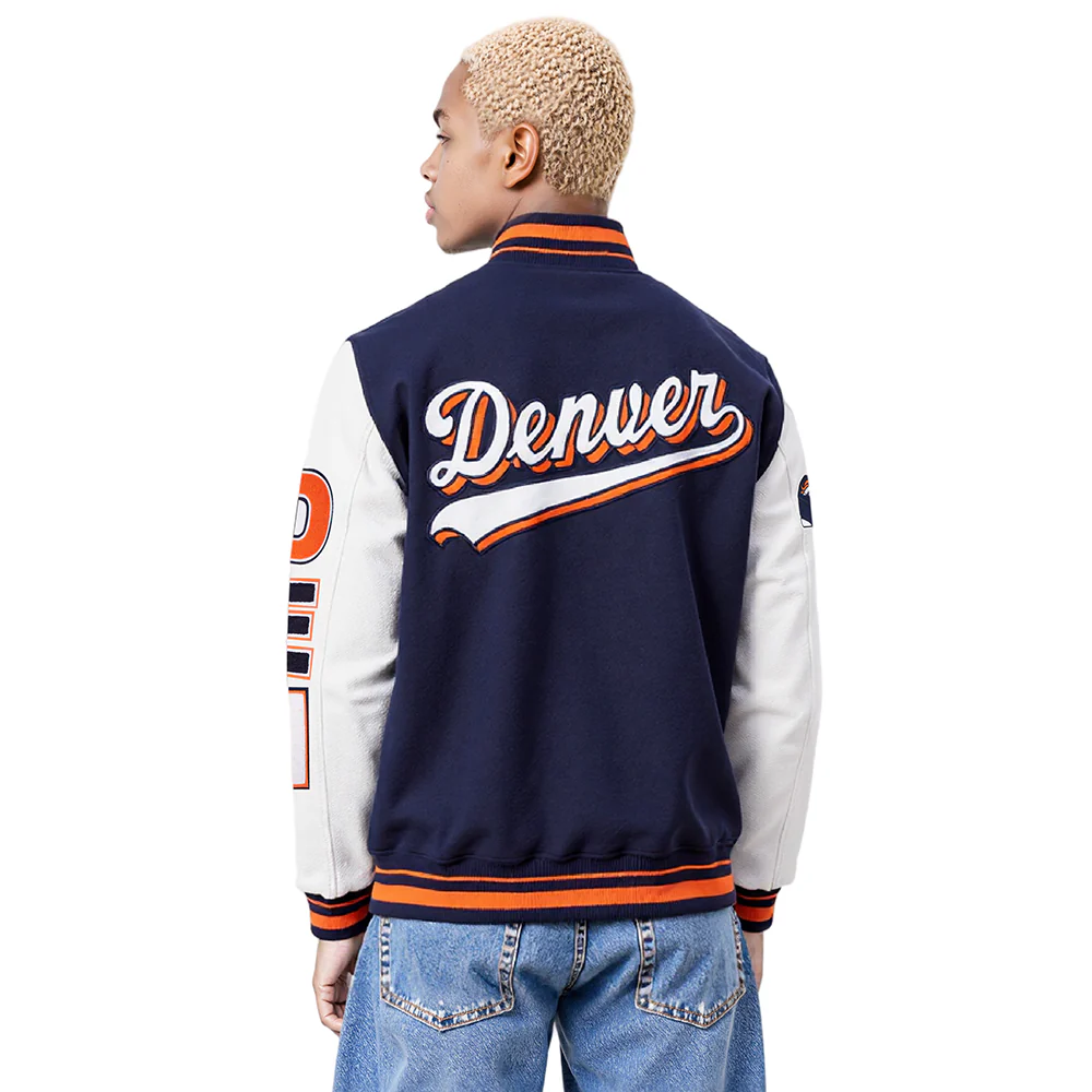 NFL DENVER BRONCOS SCRIPT TAIL MEN'S RIB WOOL VARSITY (MIDNIGHT NAVY/ORANGE/MIDNIGHT NAVY) - Image 13