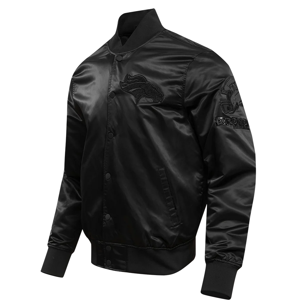 NFL DENVER BRONCOS TRIPLE BLACK SATIN JACKET (TRIPLE BLACK) - Image 2