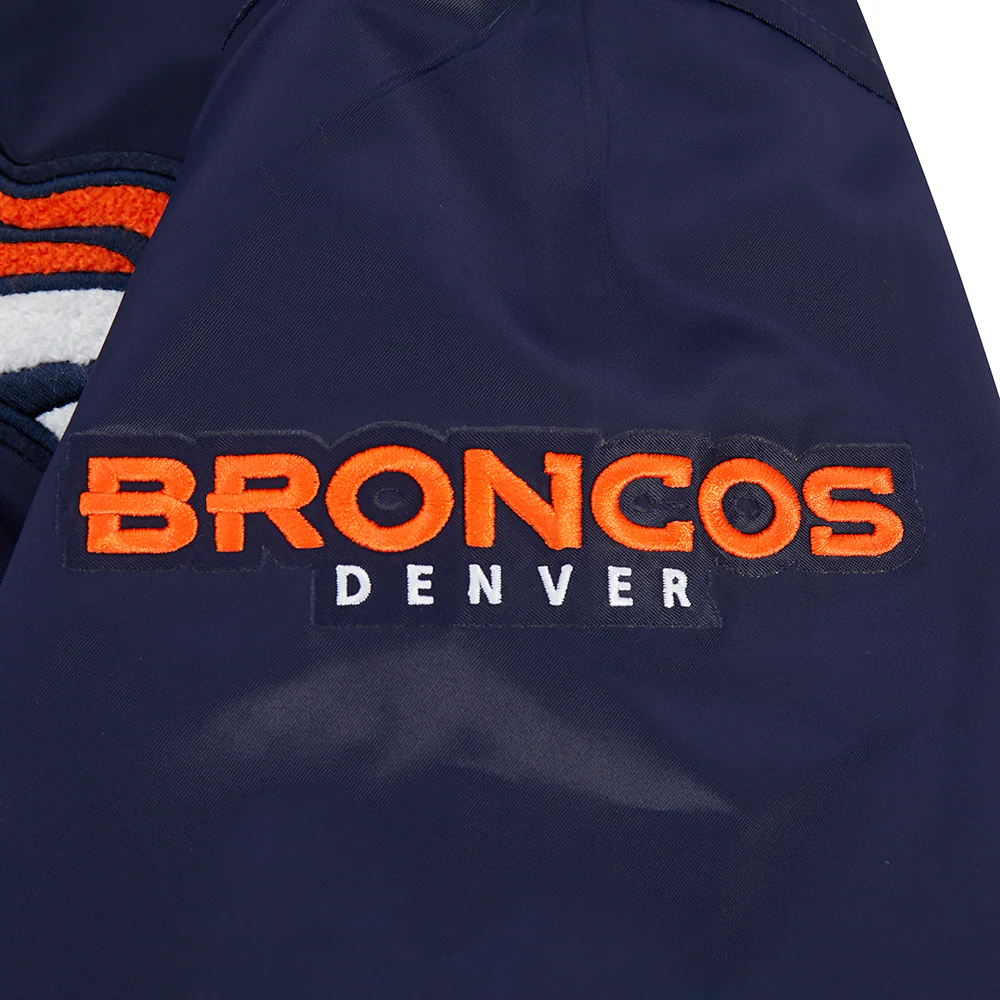 NFL DENVER BRONCOS OLD ENGLISH MEN'S RIB SATIN JACKET (MIDNIGHT NAVY/ORANGE/MIDNIGHT NAVY) - Image 9