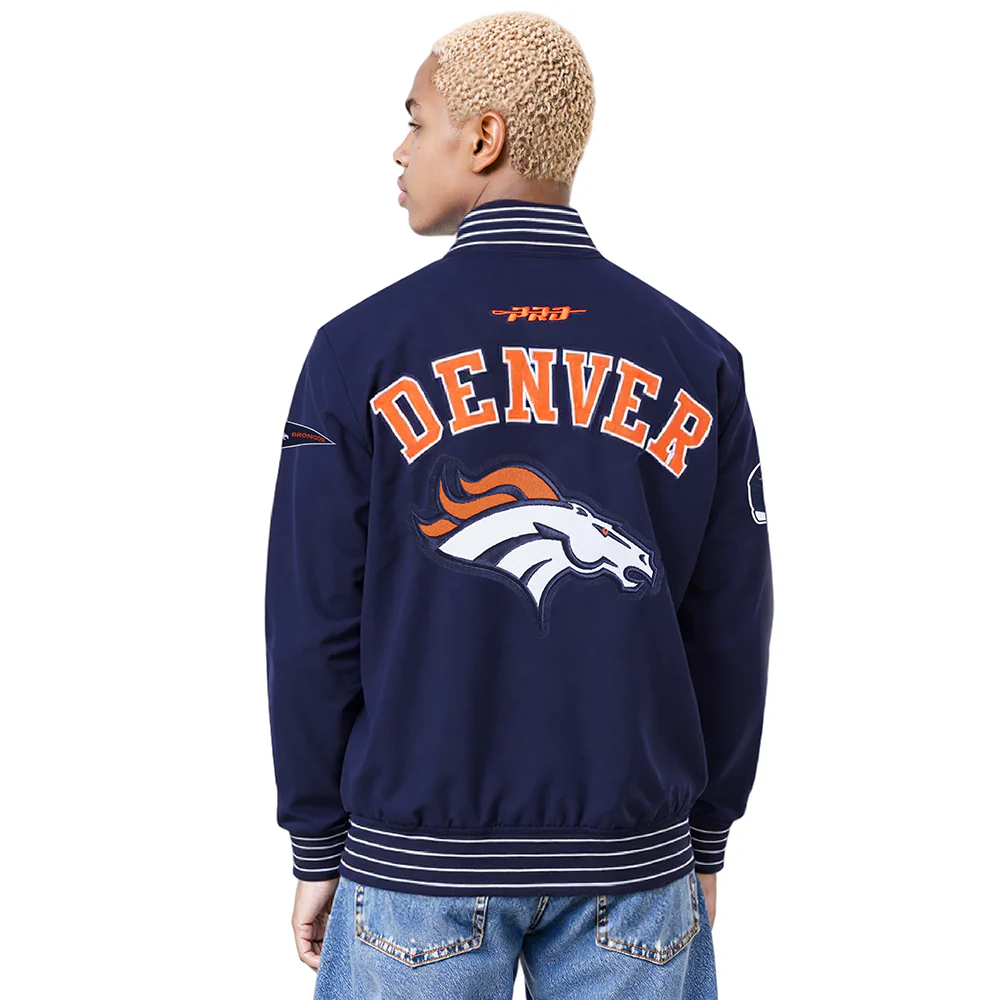 NFL DENVER BRONCOS PRO GAME DAY MEN'S DBL KNIT JACKET (MIDNIGHT NAVY/WHITE) - Image 13