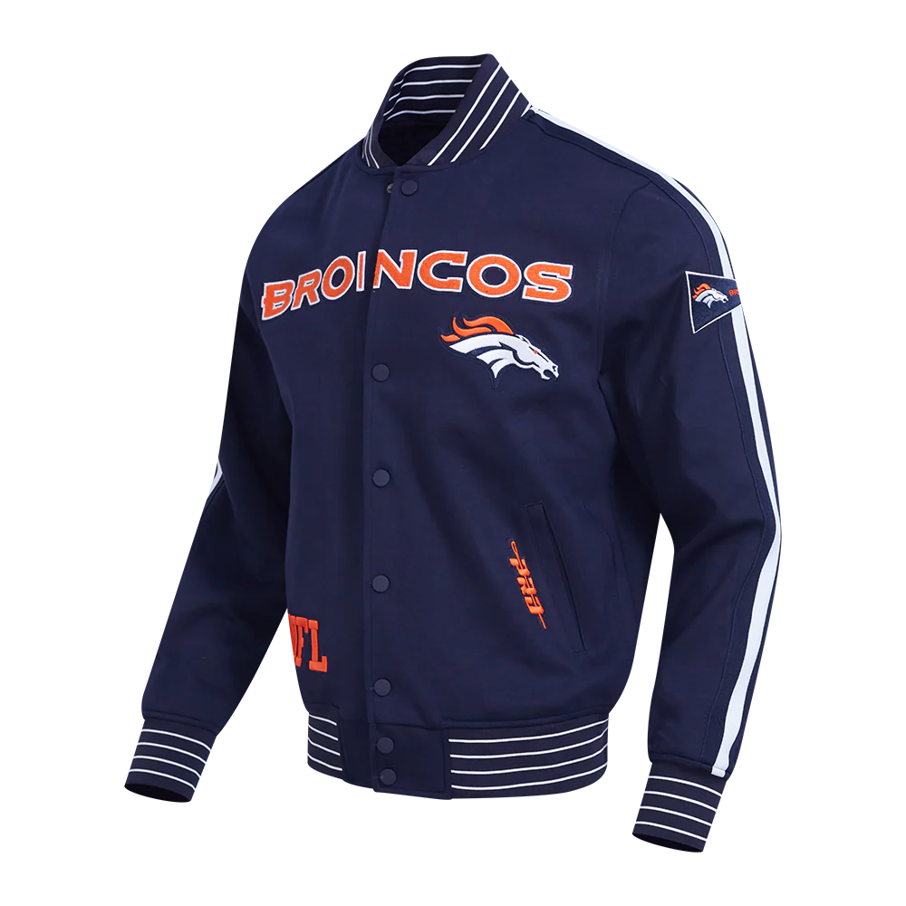 NFL DENVER BRONCOS PRO GAME DAY MEN'S DBL KNIT JACKET (MIDNIGHT NAVY/WHITE) - Image 4