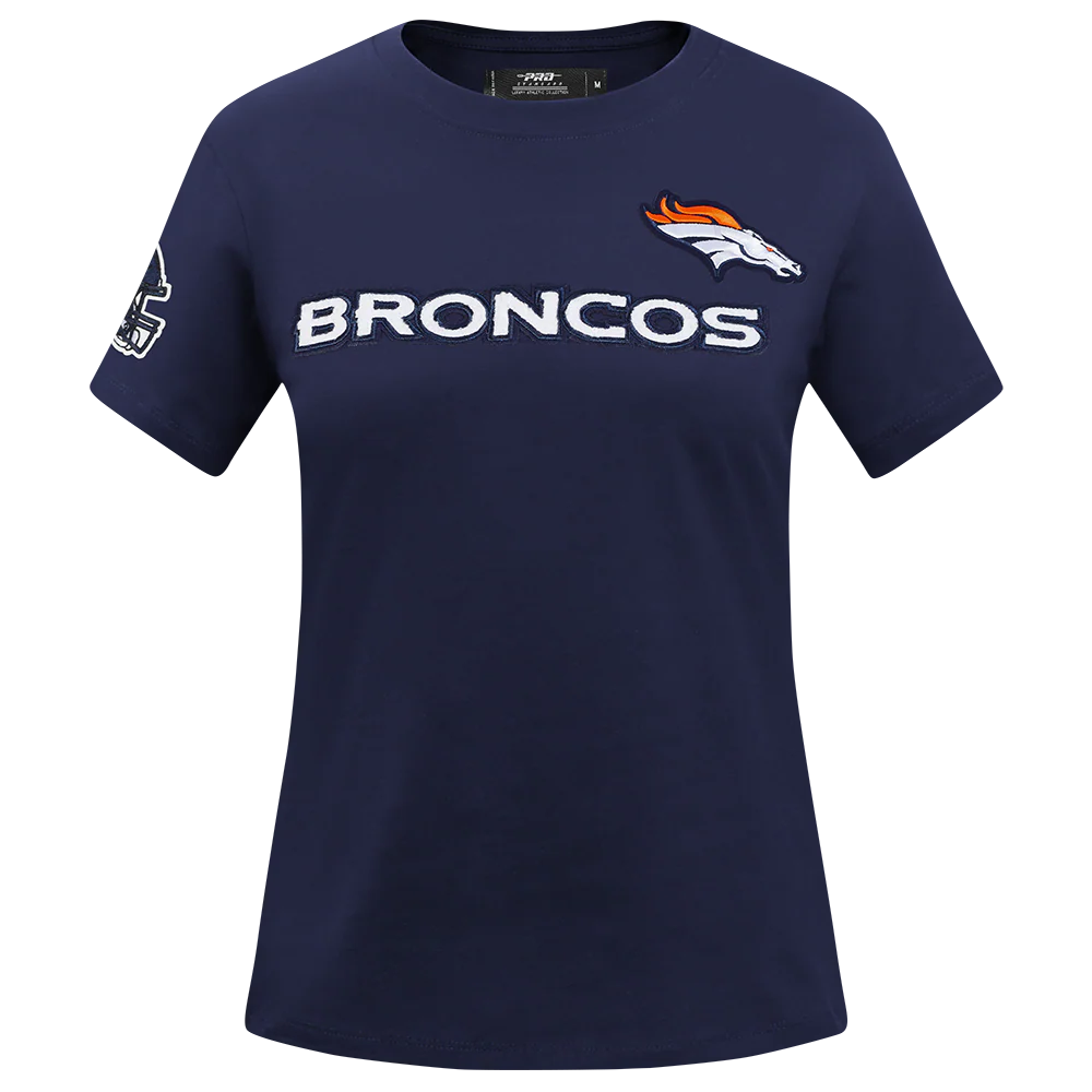 NFL DENVER BRONCOS CLASSIC SHORT SLEEVE WOMEN'S SINGLE JERSEY SLIM FIT TEE (MIDNIGHT NAVY)