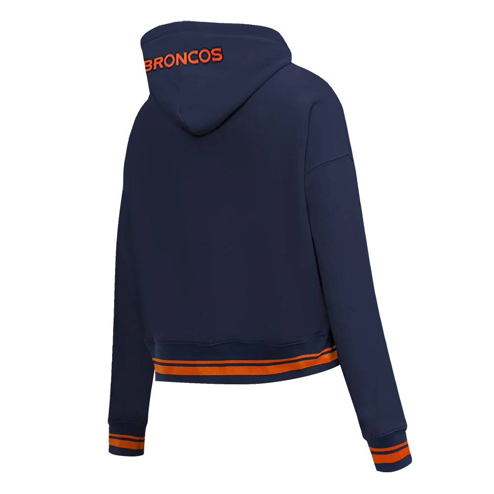 NFL DENVER BRONCOS MASHUP WOMEN'S RIB CROPPED PO HOODIE (MIDNIGHT NAVY/ORANGE/MIDNIGHT NAVY) - Image 6
