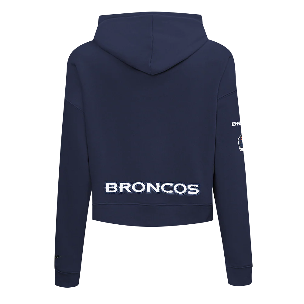 NFL DENVER BRONCOS CLASSIC WOMEN'S FLEECE CROPPED PULLOVER HOODIE (MIDNIGHT NAVY) - Image 3