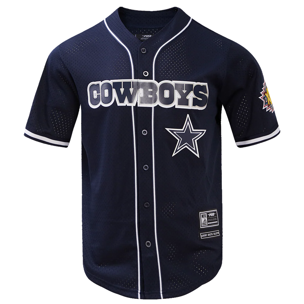 NFL DALLAS COWBOYS LOGO CLASSIC MEN'S MESH BUTTON DOWN JERSEY (MIDNIGHT NAVY) - Image 5