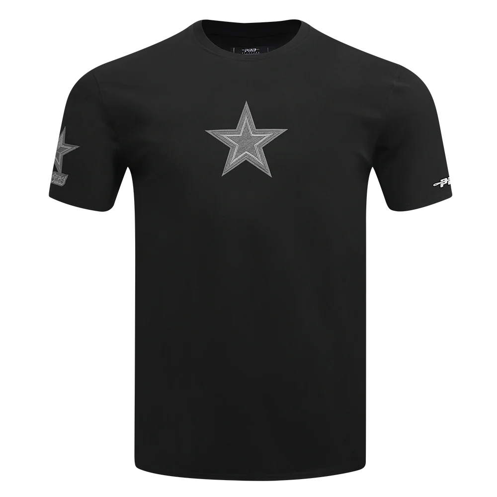 NFL DALLAS COWBOYS REVERSE FRENCH TERRY MEN'S COTTON JERSEY DROP SHOULDER TEE (BLACK)