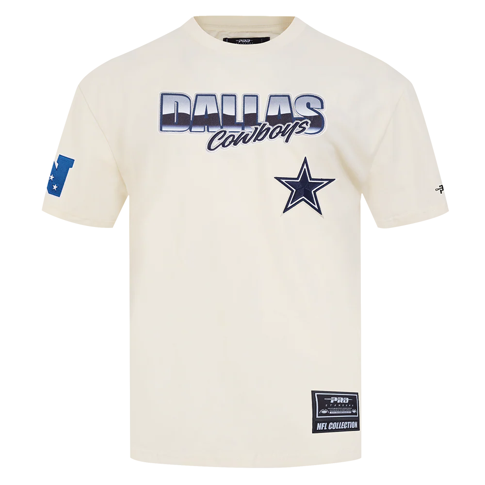 NFL DALLAS COWBOYS CHROME MEN'S COTTON JERSEY DROP SHOULDER TEE (EGGSHELL)