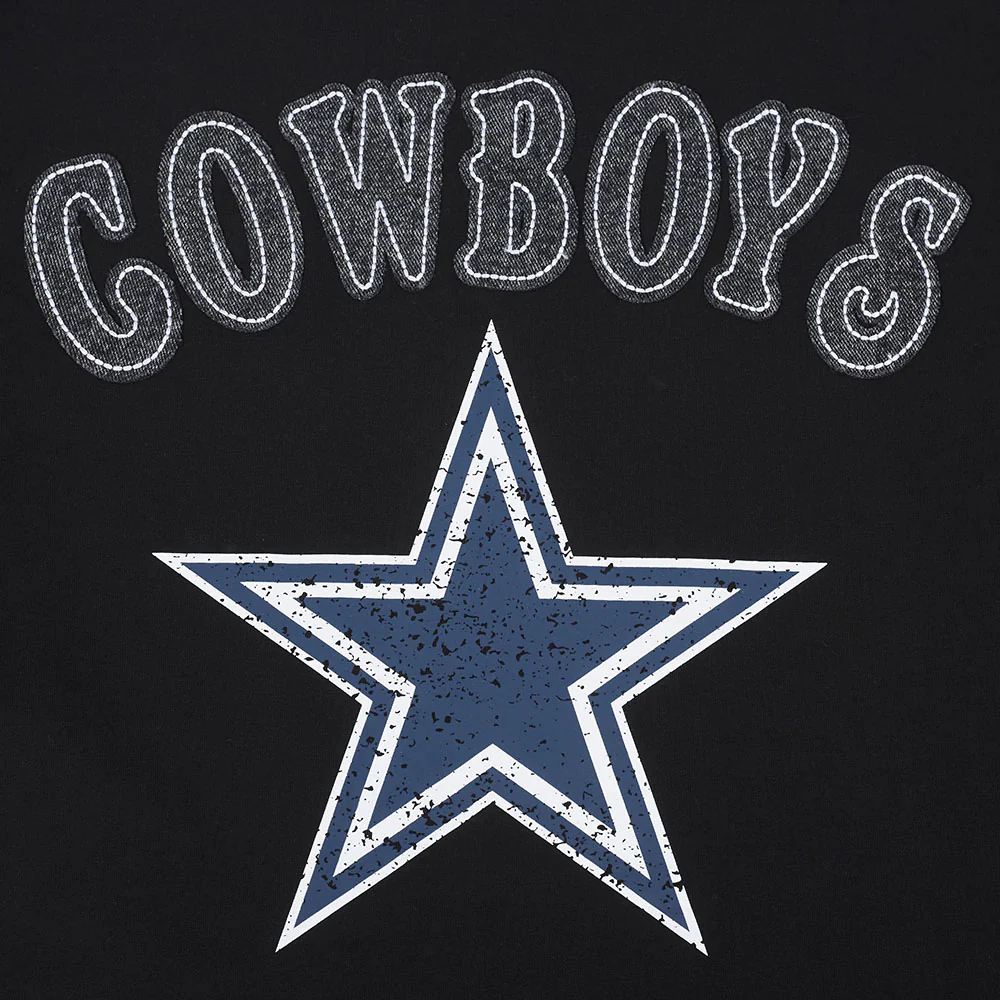 NFL DALLAS COWBOYS REBEL ATHLETICS STACKED LOGO MEN'S SJ TEE (BLACK) - Image 5
