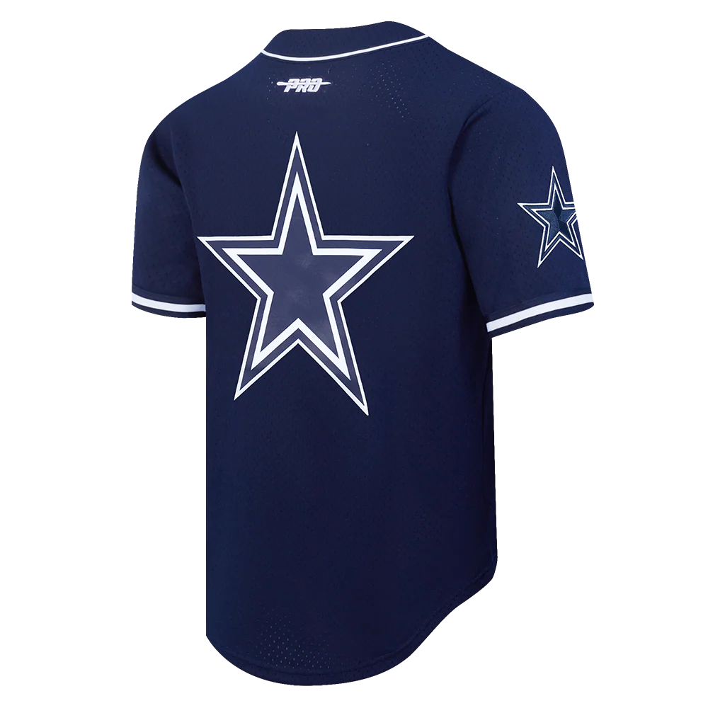 NFL DALLAS COWBOYS DAK PRESCOTT #4 CLASSIC MESH PNN MEN'S MESH BUTTON DOWN SHIRT (MIDNIGHT NAVY) - Image 2