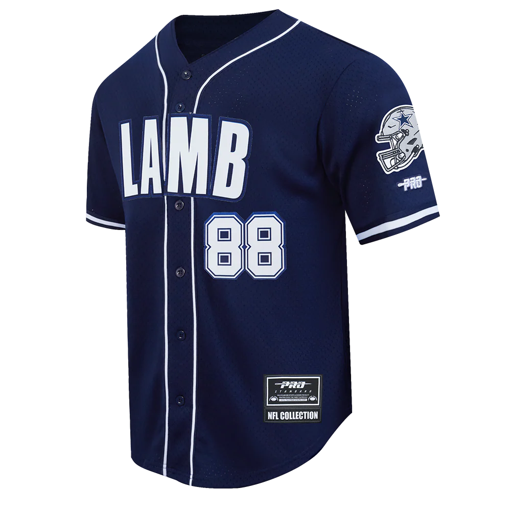 NFL DALLAS COWBOYS CEE DEE LAMB #88 CLASSIC MESH PNN MEN'S MESH BUTTON DOWN SHIRT (MIDNIGHT NAVY) - Image 3
