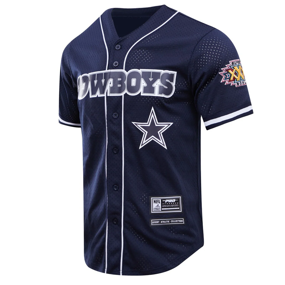 NFL DALLAS COWBOYS LOGO MEN'S MESH BUTTON DOWN JERSEY (MIDNIGHT NAVY) - Image 2