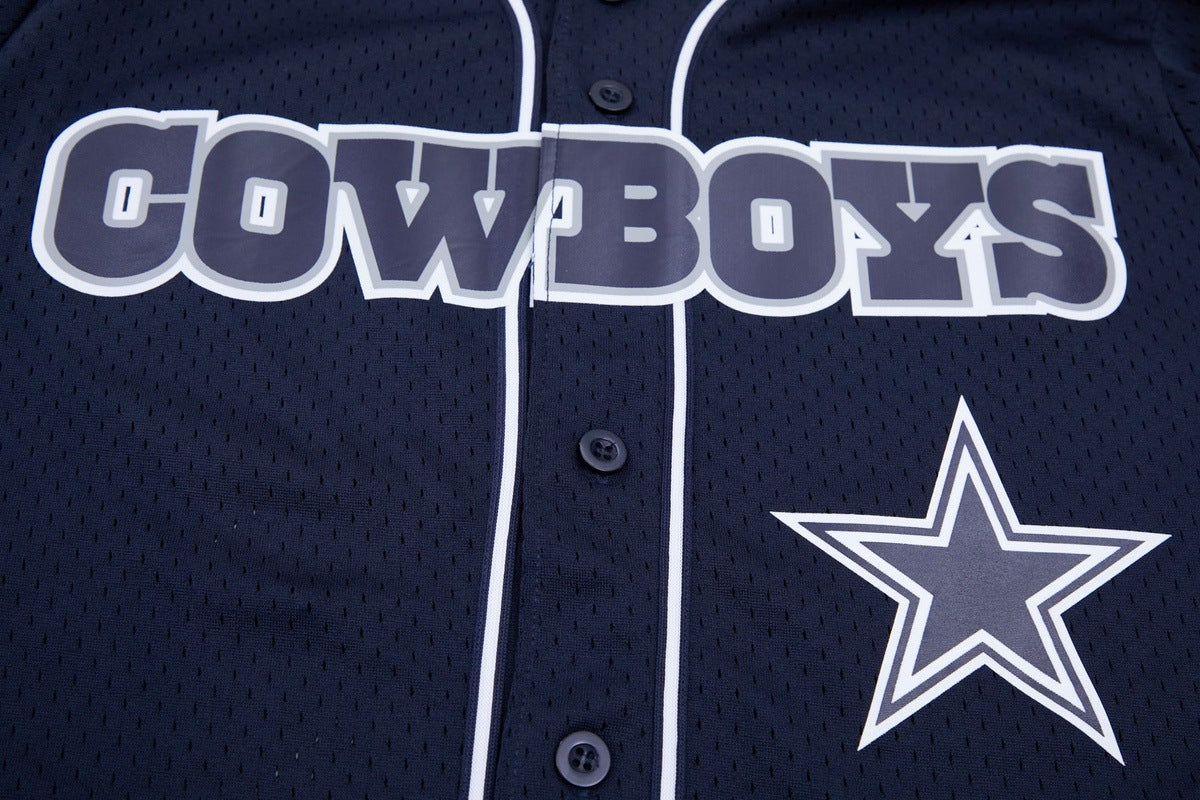 NFL DALLAS COWBOYS LOGO MEN'S MESH BUTTON DOWN JERSEY (MIDNIGHT NAVY) - Image 6
