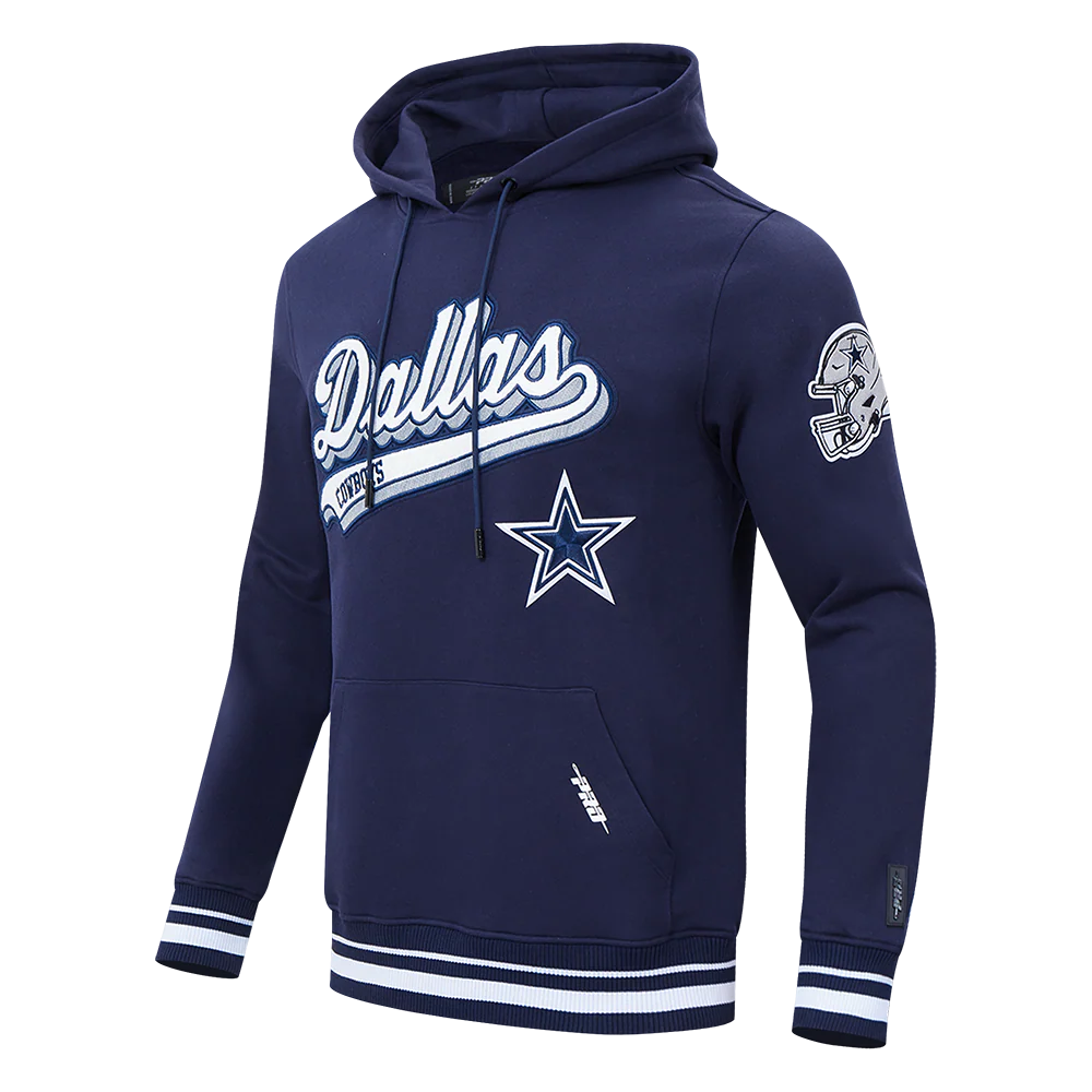 NFL DALLAS COWBOYS SCRIPT TAIL MEN'S RIB FLEECE PULLOVER HOODIE (MIDNIGHT NAVY) - Image 2