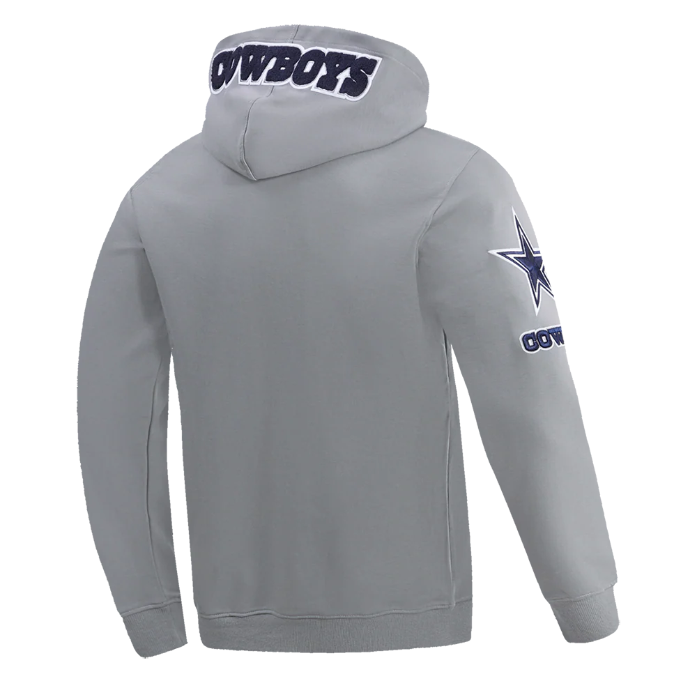 NFL DALLAS COWBOYS CLASSIC CHENILLE MEN'S PULLOVER HOODIE (GRAY) - Image 3