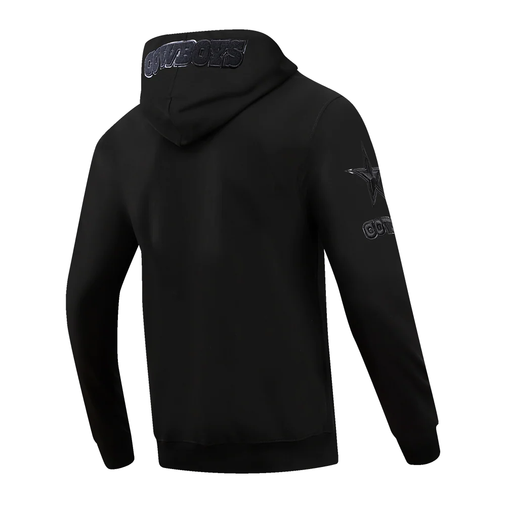 NFL DALLAS COWBOYS TRIPLE BLACK MEN'S FULL ZIP HOODIE (BLACK) - Image 3