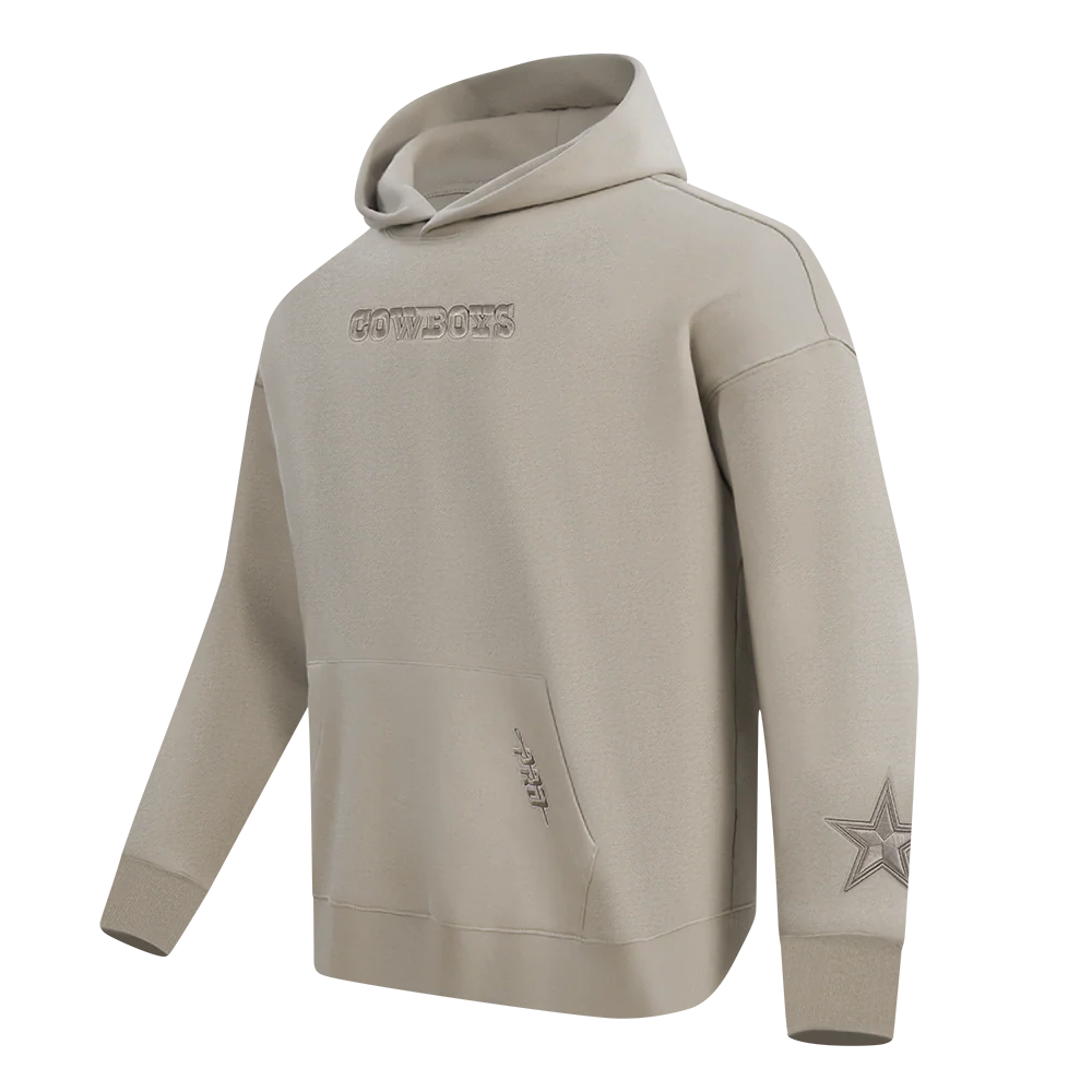 NFL DALLAS COWBOYS WINGSPAN MEN'S DROP SHOULDER FLEECE PULLOVER HOODIE (TAUPE) - Image 3
