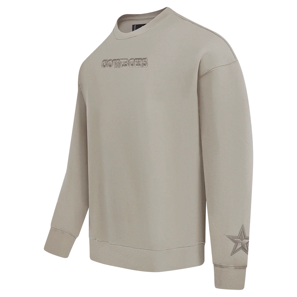 NFL DALLAS COWBOYS WINGSPAN MEN'S DROP SHOULDER FLEECE CREWNECK (TAUPE) - Image 3