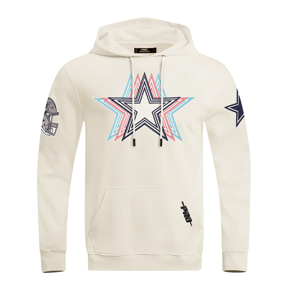 NFL DALLAS COWBOYS ECHO LOGO MEN'S FLEECE PULLOVER HOODIE (EGGSHELL)