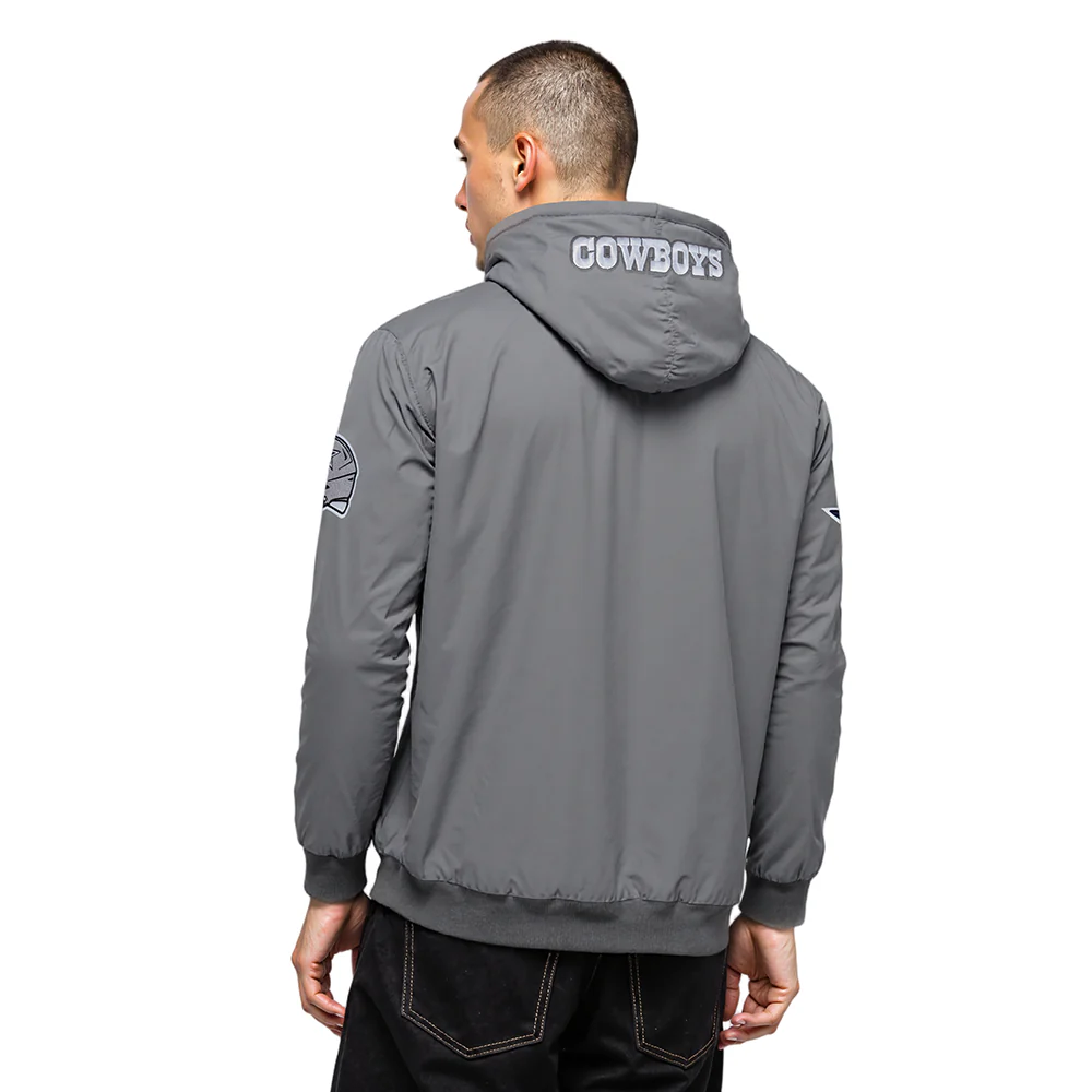NFL DALLAS COWBOYS CLASSIC WIND SUIT MEN'S WOVEN FULL ZIP PULLOVER HOODIE (GRAY) - Image 13