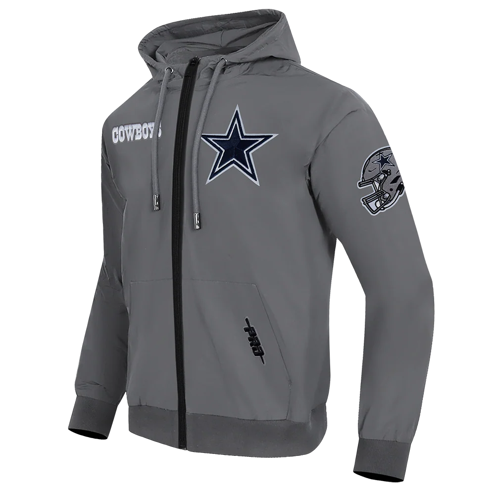 NFL DALLAS COWBOYS CLASSIC WIND SUIT MEN'S WOVEN FULL ZIP PULLOVER HOODIE (GRAY) - Image 14