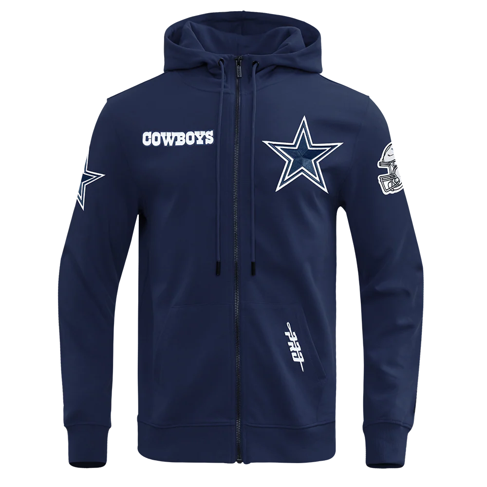 NFL DALLAS COWBOYS CLASSIC WIND SUIT MEN'S WOVEN FULL ZIP PULLOVER HOODIE (MIDNIGHT NAVY)