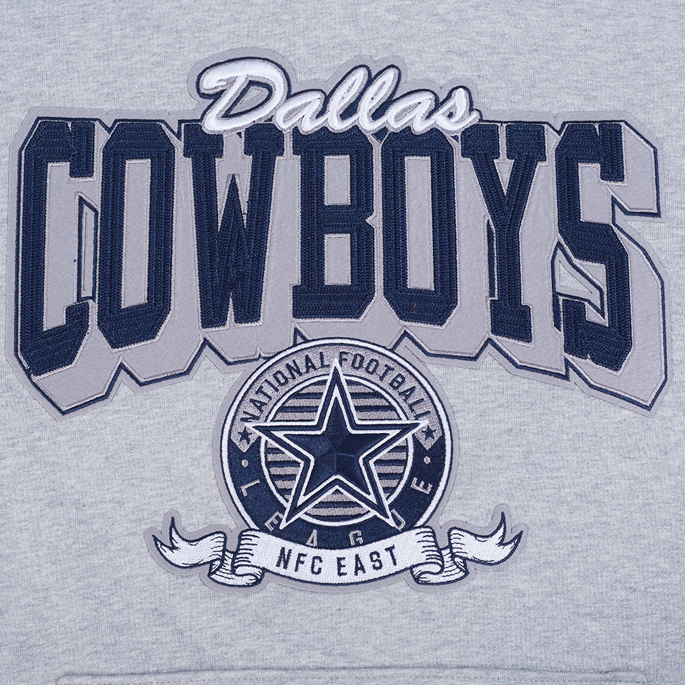 NFL DALLAS COWBOYS TEAM BADGE MEN'S RIB FLC PO HOODIE (HEATHER GREY/MIDNIGHT NAVY) - Image 11