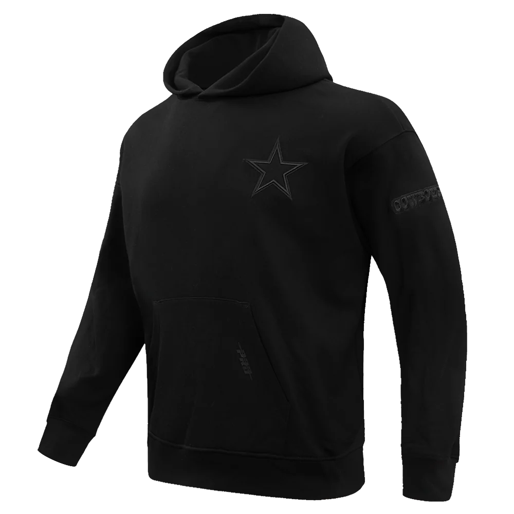NFL DALLAS COWBOYS NEUTRAL DROP SHOULDER MEN'S PULLOVER HOODIE (BLACK) - Image 2