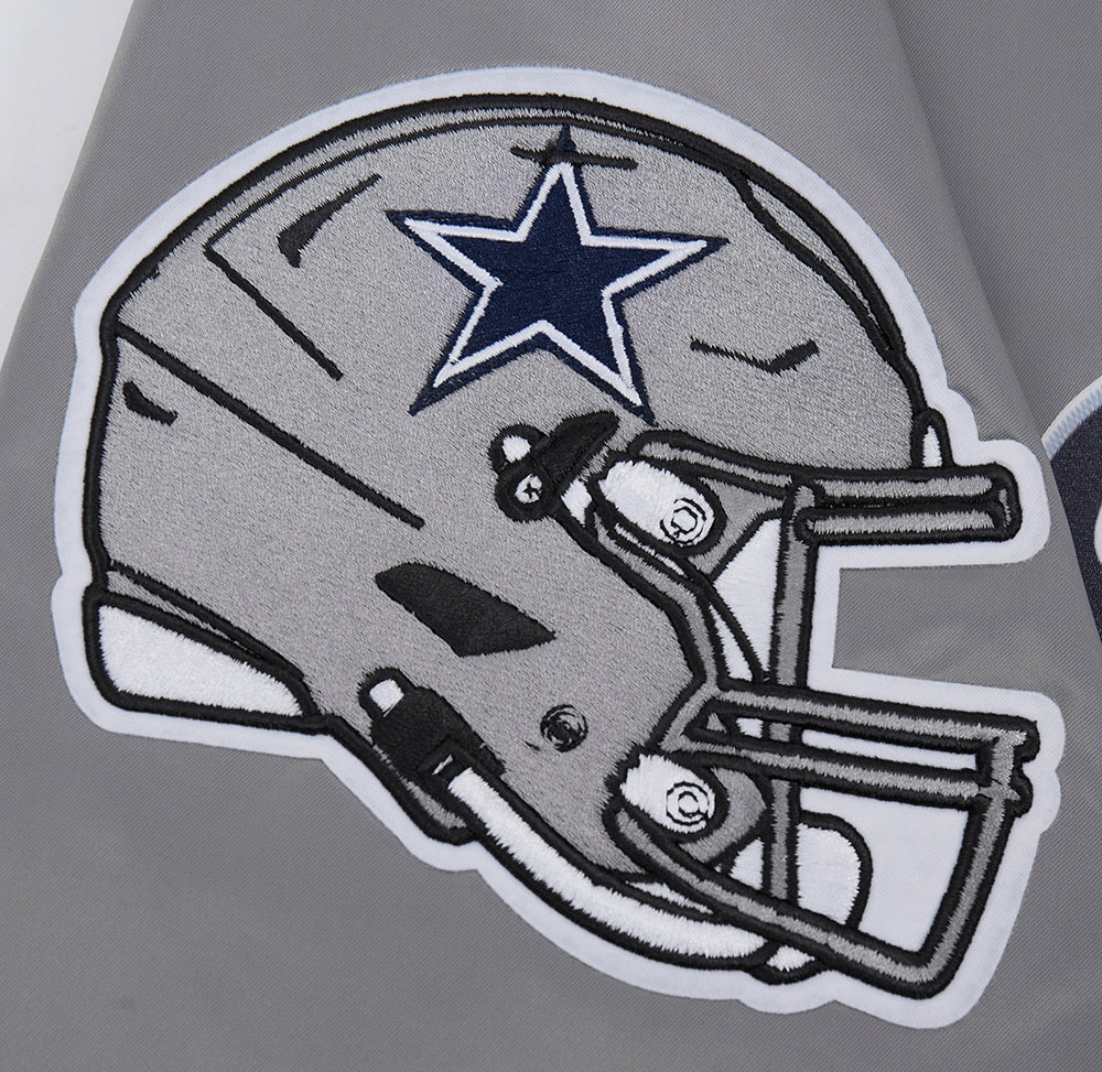 NFL DALLAS COWBOYS SCRIPT TAIL MEN'S SATIN JACKET (GRAY) - Image 7