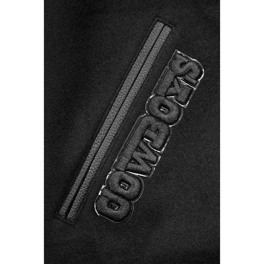 NFL DALLAS COWBOYS TRIPLE BLACK WOOL MEN'S VARSITY JACKET (BLACK) - Image 13