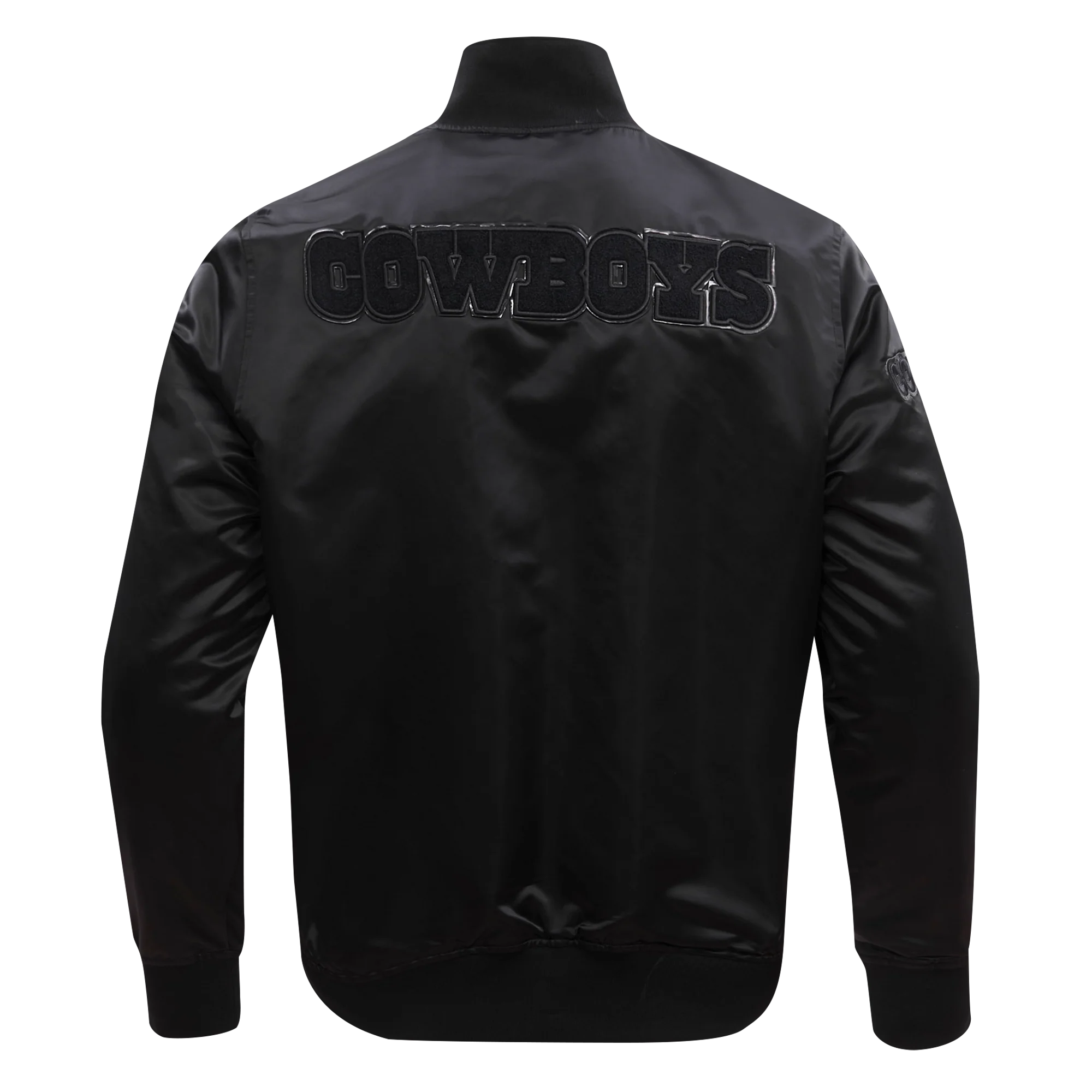 NFL DALLAS COWBOYS TRIPLE BLACK MEN'S SATIN JACKET (BLACK) - Image 3