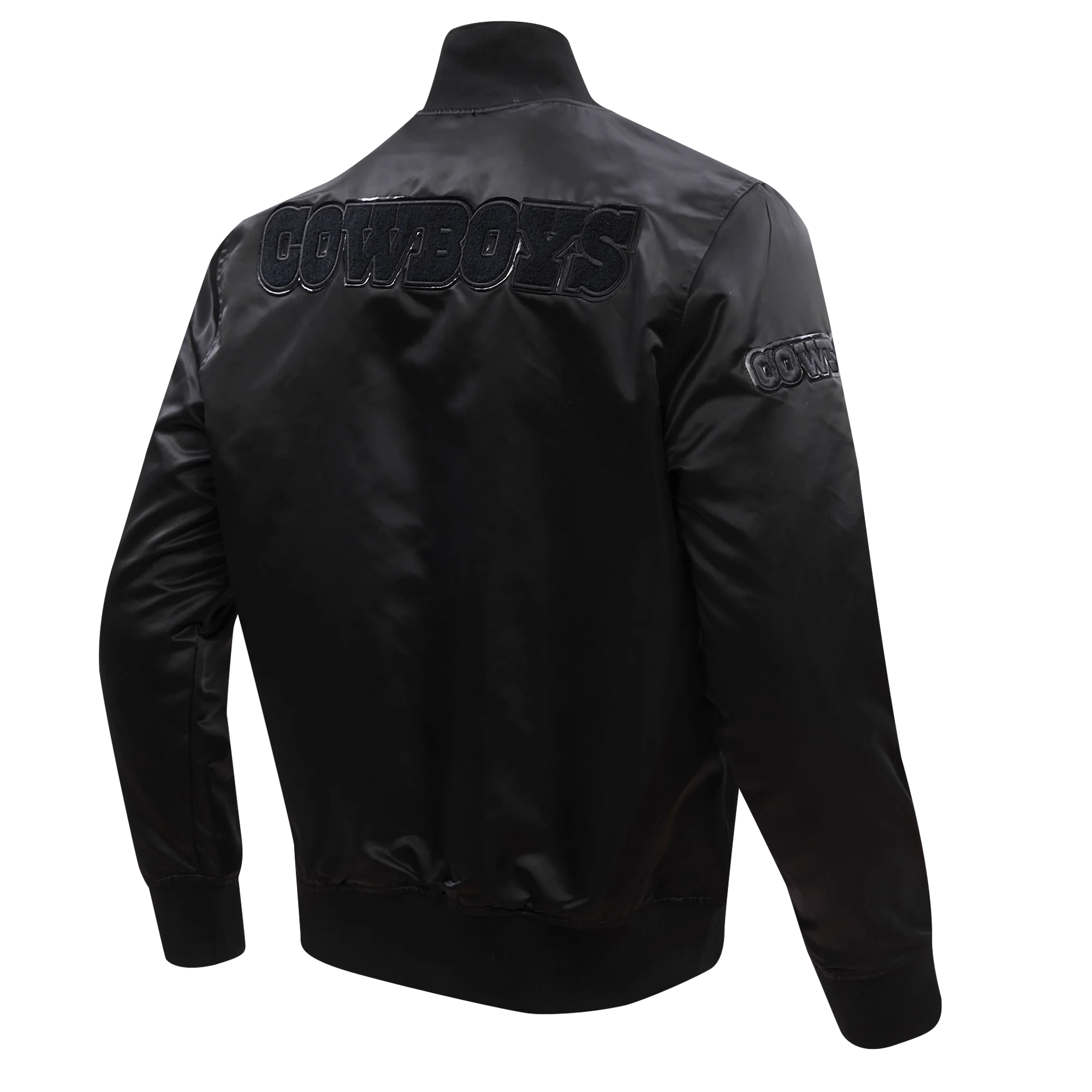 NFL DALLAS COWBOYS TRIPLE BLACK MEN'S SATIN JACKET (BLACK) - Image 4