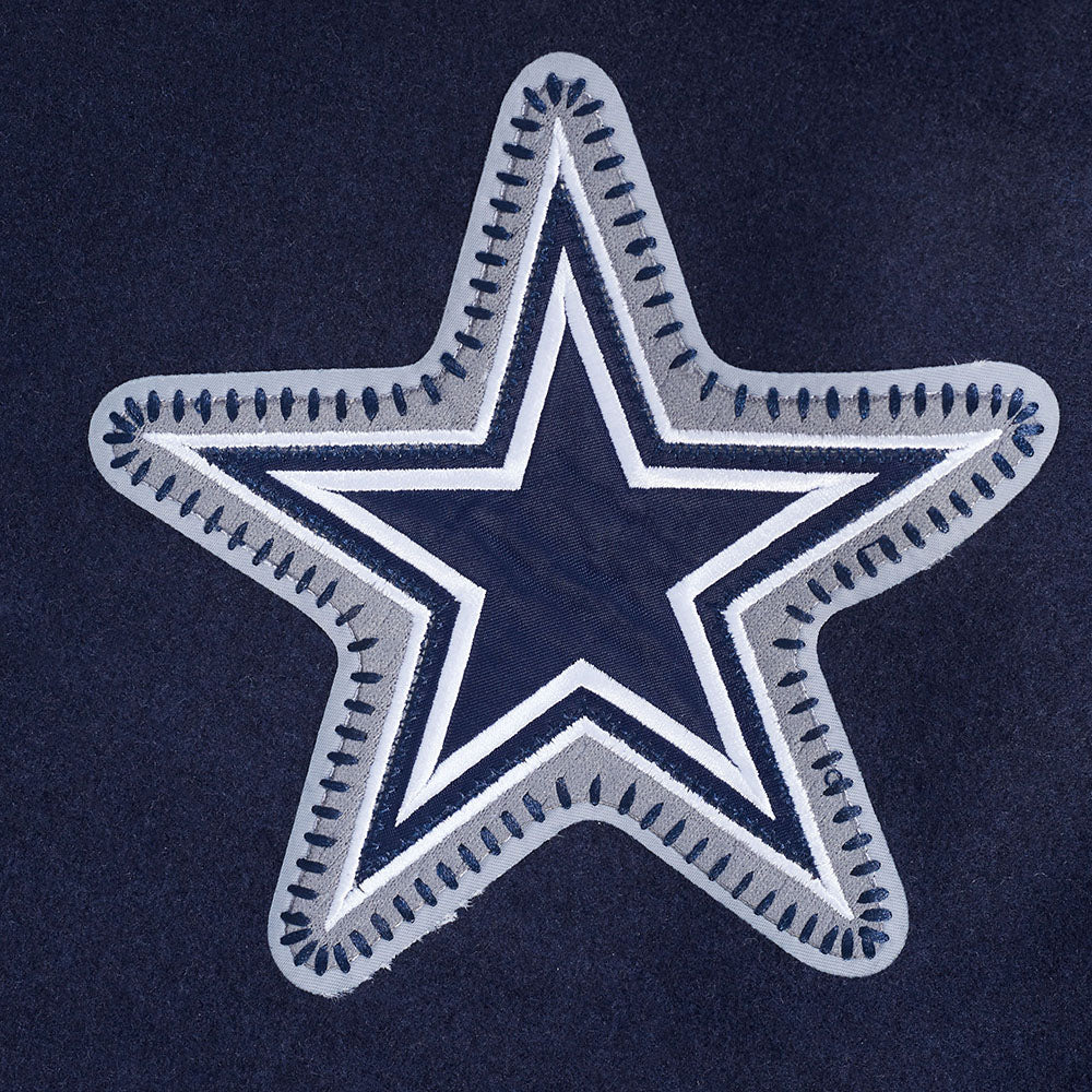 NFL DALLAS COWBOYS DIY PICK STITCH MEN'S RIB WOOL VARSITY JACKET (MIDNIGHT NAVY/WHITE) - Image 8